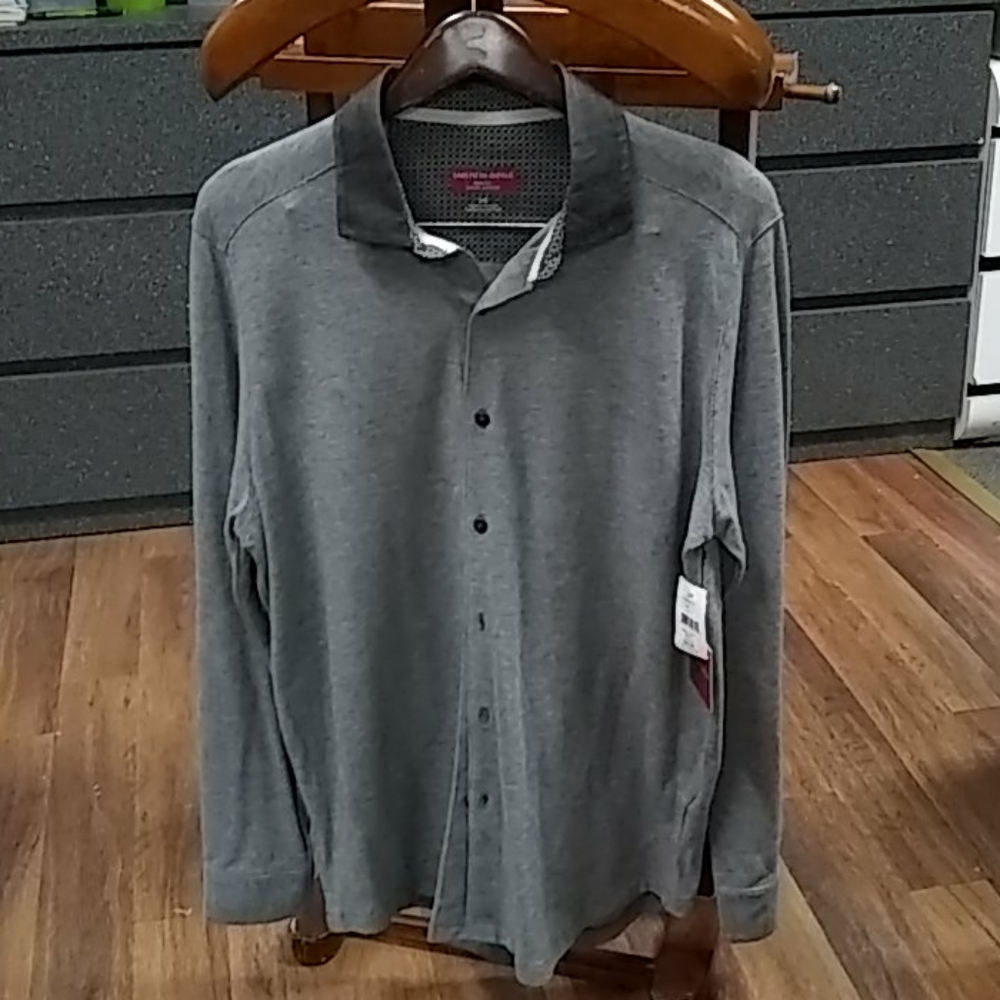 Men's Saks Fifth Avenue Long-Sleeve Polo - Grey